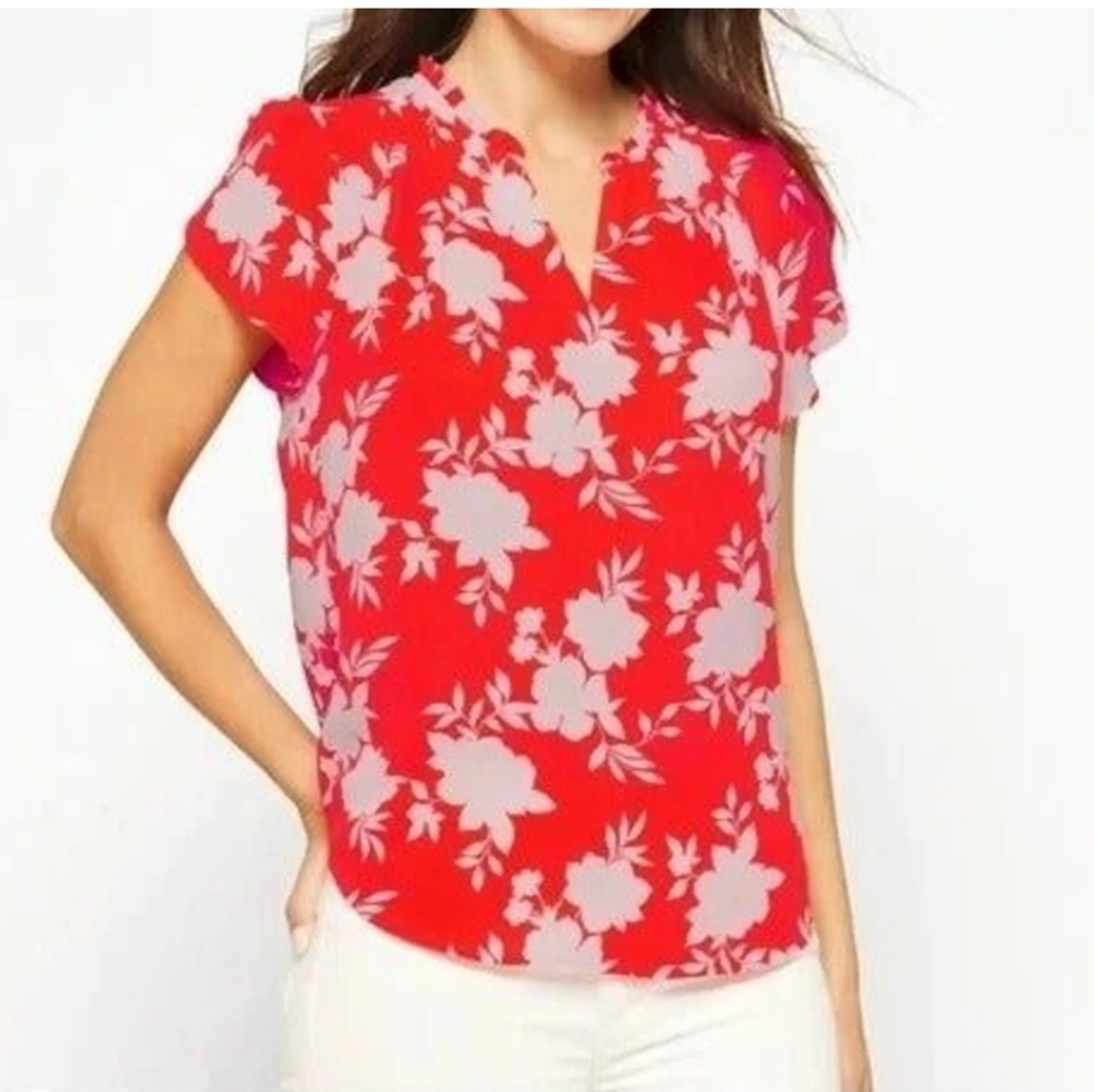41 Hawthorn, NWT, Floral Short Sleeve Blouse, XS Petite.